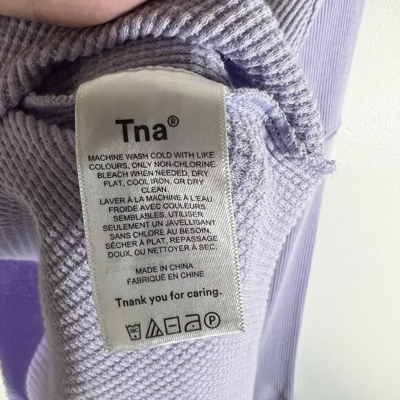 Aritzia TNA Size XXS Alder Thermal Waffle Knit Long Sleeve Lilac‎ Purple Casual - Picture 8 of 12